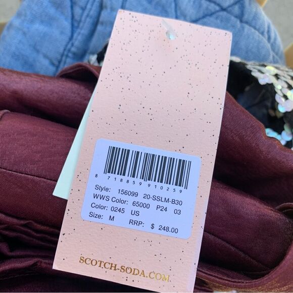 Scotch & Soda Dress Blazer Shiny Belted Jacket NWT Metallic Plum Rust M Red - Picture 9 of 10